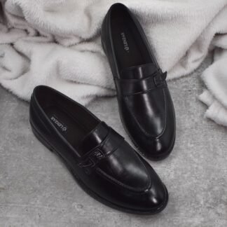 RareLux - Black Handmade Wrinkle Free Single Monk Loafer V0037A