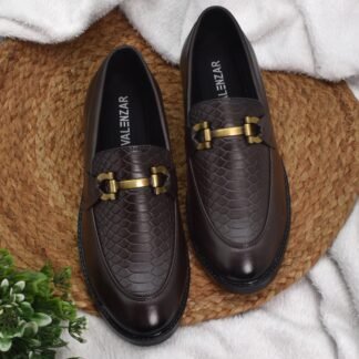 RareLux - Brown Handmade Wrinkle Piscine Horsebit Loafer V0041B