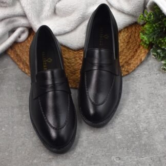 RareLux - Black Handmade Wrinkle Free Penny Loafer V0042A