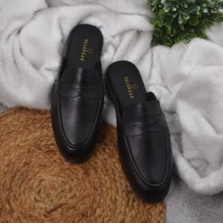 RareLux - Black Italian Wrinkle Free Penny Mules V0047A