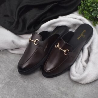 RareLux - Brown Italian Wrinkle Free HorseBit Mules V0049B