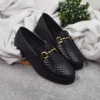 RareLux - Black Italian Wrinkle Free HorseBit Slip On V0046A