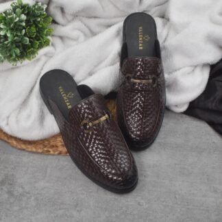 RareLux - Brown Italian Wrinkle Free Textured HorseBit Mules V0055B
