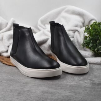 Rarelux Sneaker - Black Handmade Wrinkle Free Plain Chelsea Sneaker V0058A