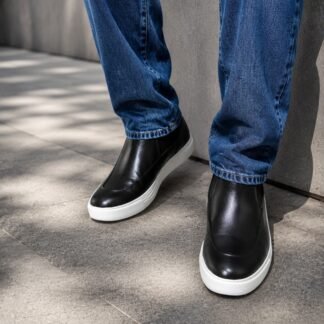 Rarelux Sneaker - Black Handmade Wrinkle Free Chelsea Sneaker V0056A